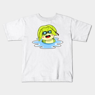 Frog with Leaf at Swimming Kids T-Shirt